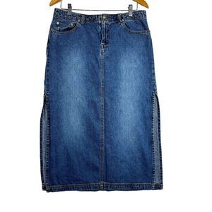Vintage Arizona Women’s Denim Maxi Pencil Skirt Y2K 90’s Side Slits Size 11 31”